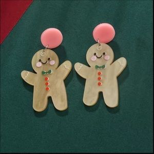 Gingerbread Man Dangle Earrings Christmas Jewelry